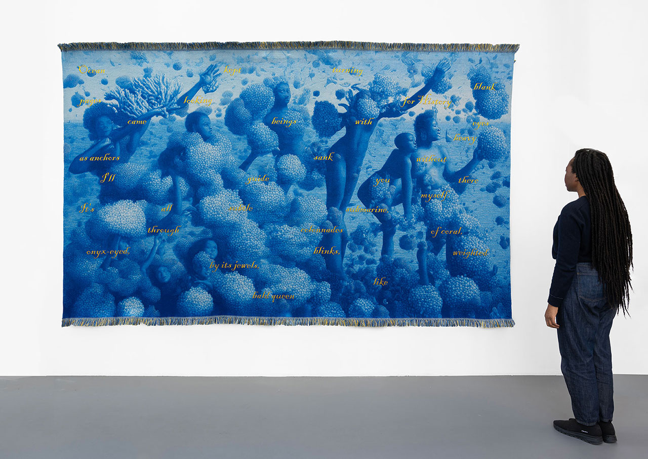 Marc Johnson, Returns, 200 x 350 cm, cotton, merino wool, polyester woven together, 2024